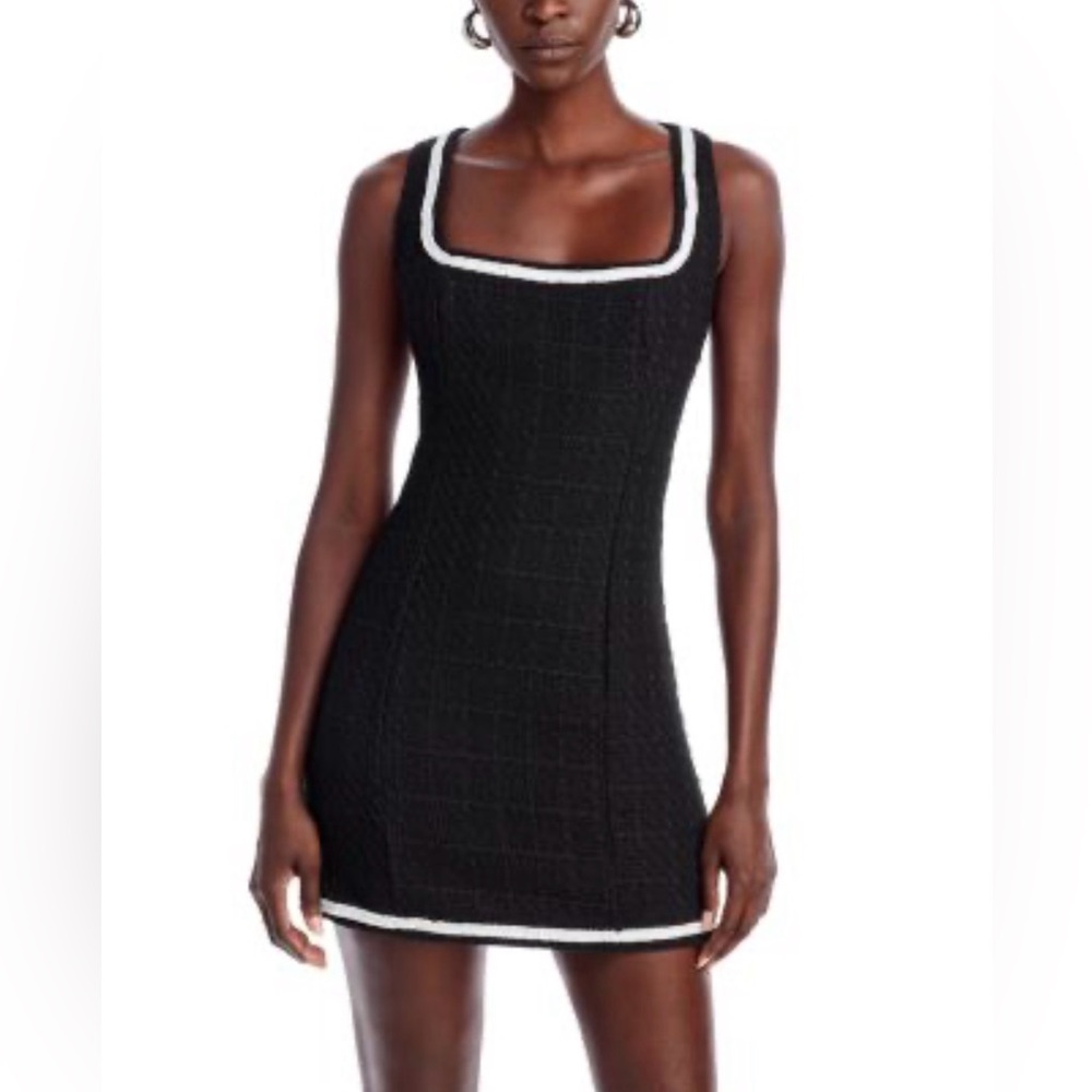 Aqua x Liat Baruch Tweed Black Square Neck Mini Dress - Bloomingdale’s Exclusive